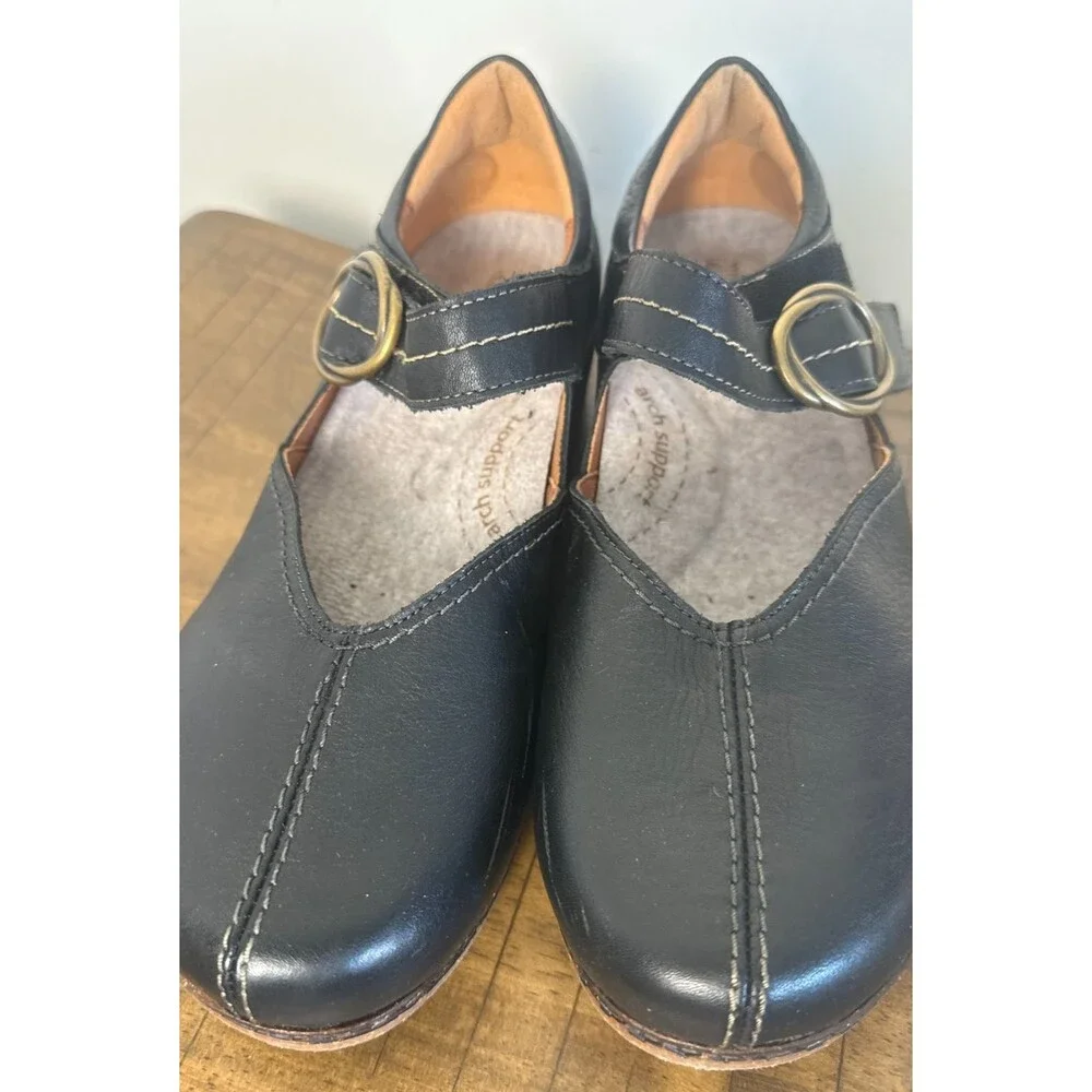 Pikolinos Black Leather Mary Jane Shoes Women 10 Comfort Wedge Arch Support